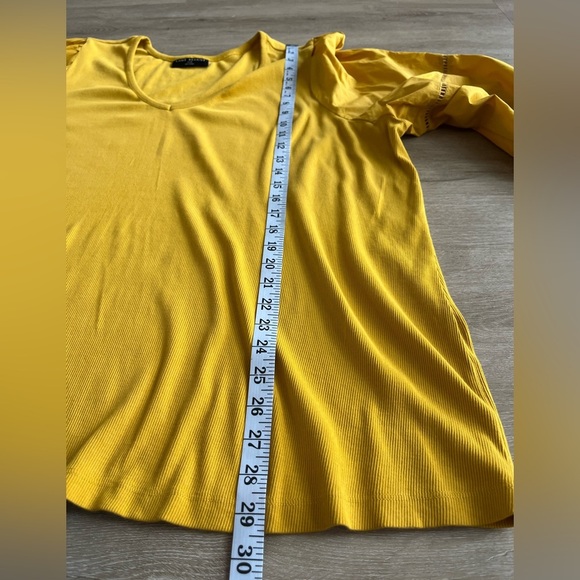 Lane Bryant Women's Size 26/28 Patch Work Long Sleeve Mustard Yellow cotton Top - Picture 7 of 10